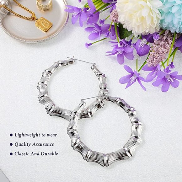 Bamboo Hoop Earrings - Picture 2 of 7